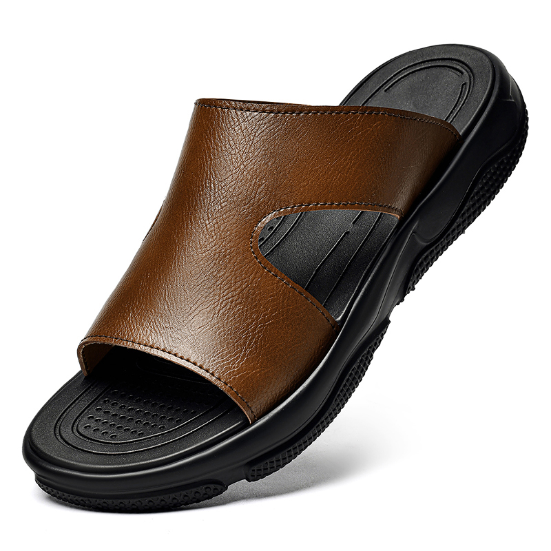 Men'S Shoes Hugo Boss - Leren herenslippers Antislip dikke zool Casual