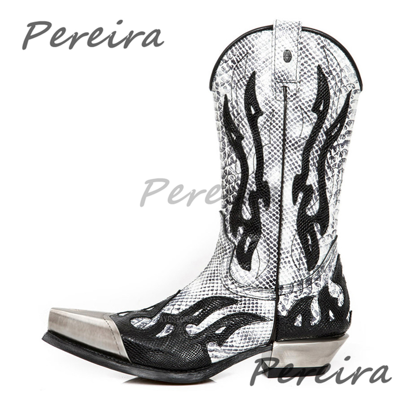 Men'S Shoes Black And White - Zwart Wit Gemengde kleuren Borduur Chelsea-laarzen