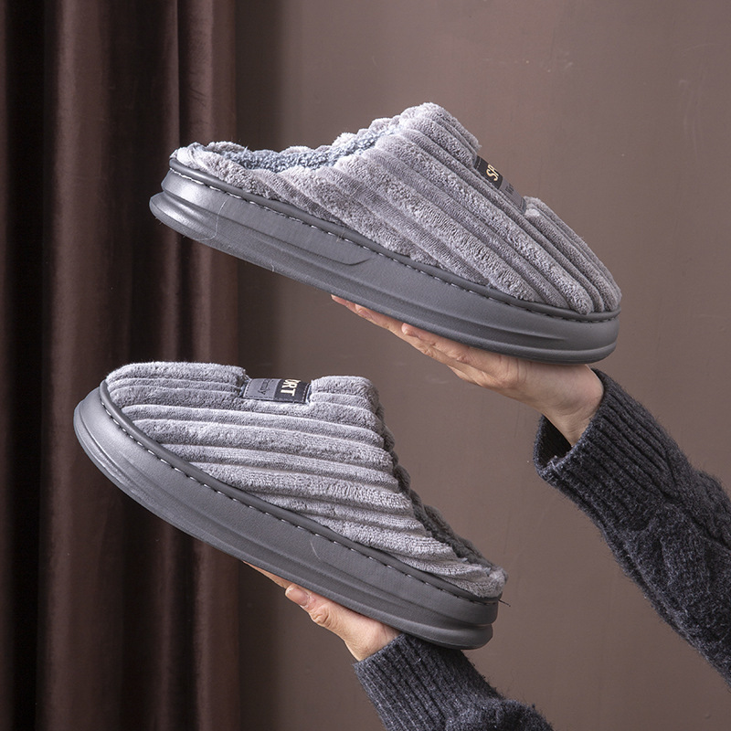 Men'S Shoes With Memory Foam - 2026 Winter Heren Gestreepte Suède Pantoffels