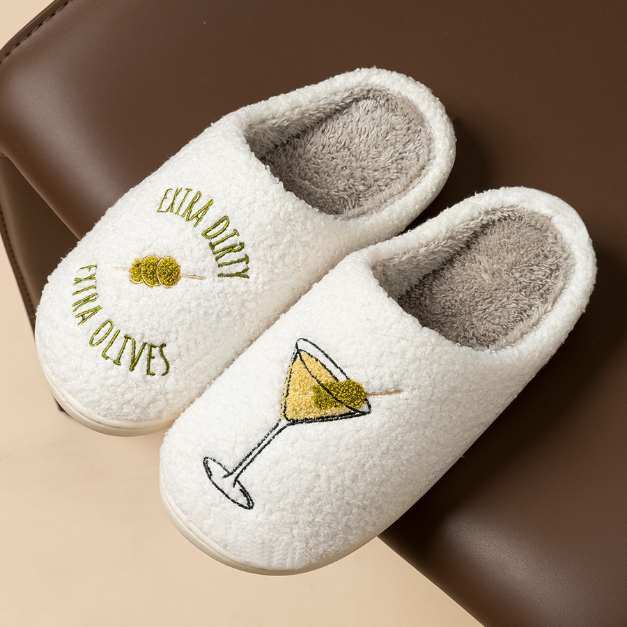 Men Shoes For Winter - Indoor Fuzzy Herenpantoffels Dirty Martini Moeder-Dochter