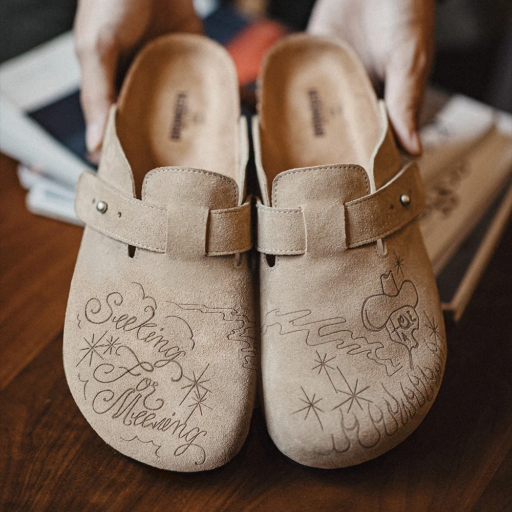 Men Shoes Illustration - Maden Illustratie Muilezels Schoenen Half Drag