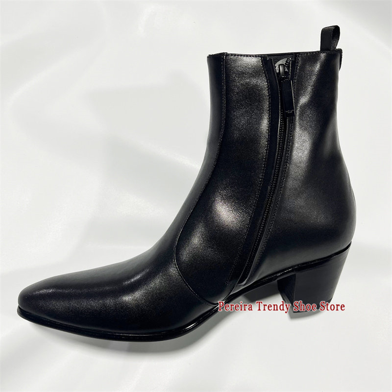 Men'S Shoes Black And White - Britse stijl koeienhuid 6 cm dikke
