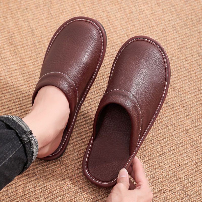 Men'S Shoes Size 42 In Us - Beknopte Kunstleer Slippers Heren Warme Schoenen