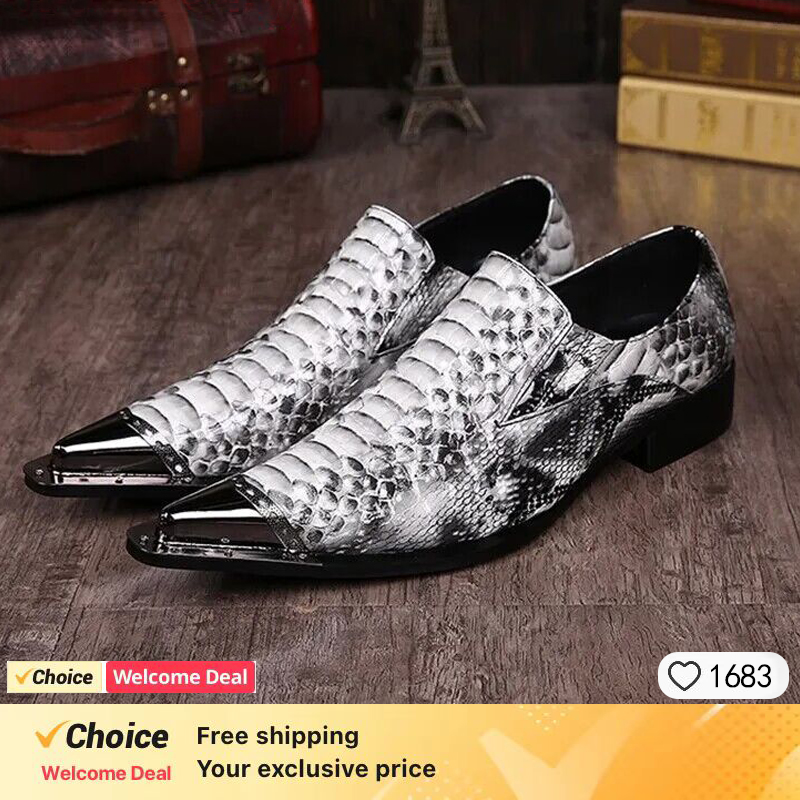 Men'S Shoes Size 42 In Us - Heren schoenen van zwart-wit patentleer, echt